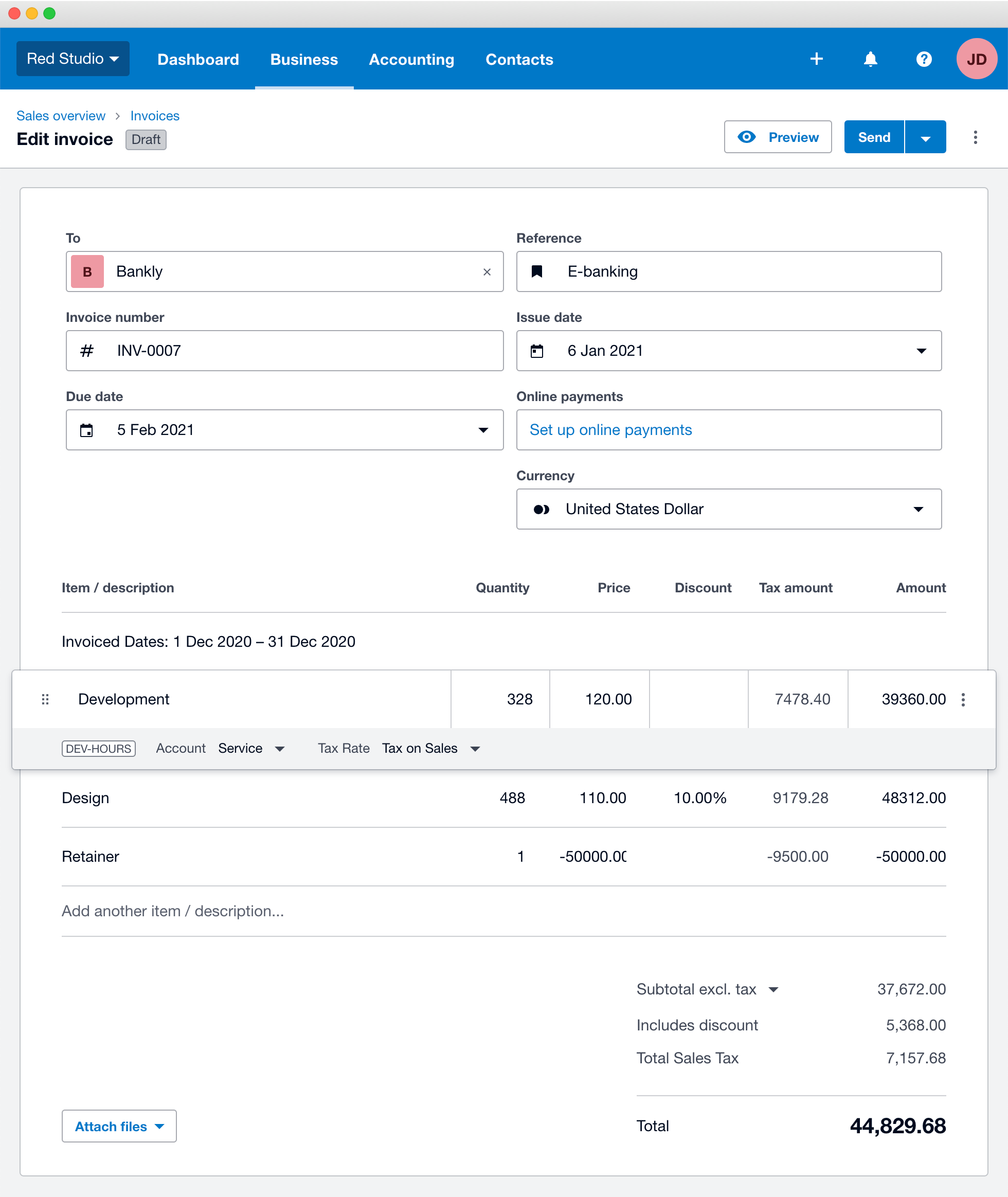 xero invoicing